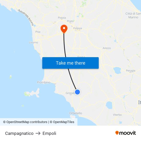 Campagnatico to Empoli map