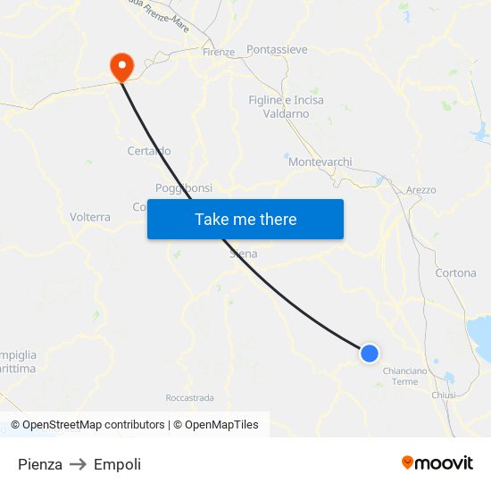 Pienza to Empoli map