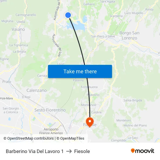 Barberino Via Del Lavoro 1 to Fiesole map