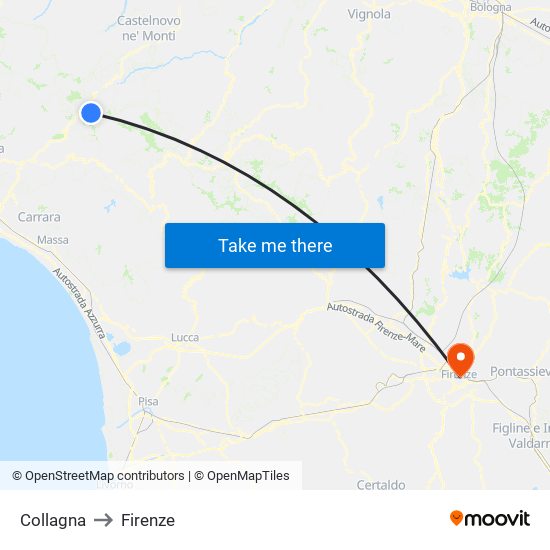 Collagna to Firenze map