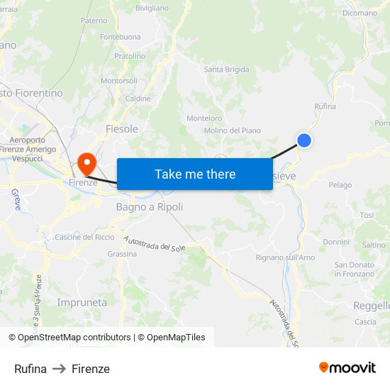 Rufina to Firenze map