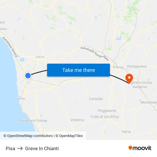 Pisa to Greve In Chianti map