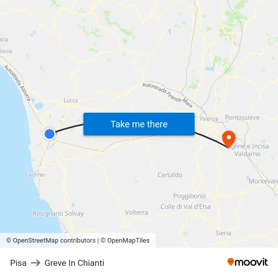 Pisa to Greve In Chianti map