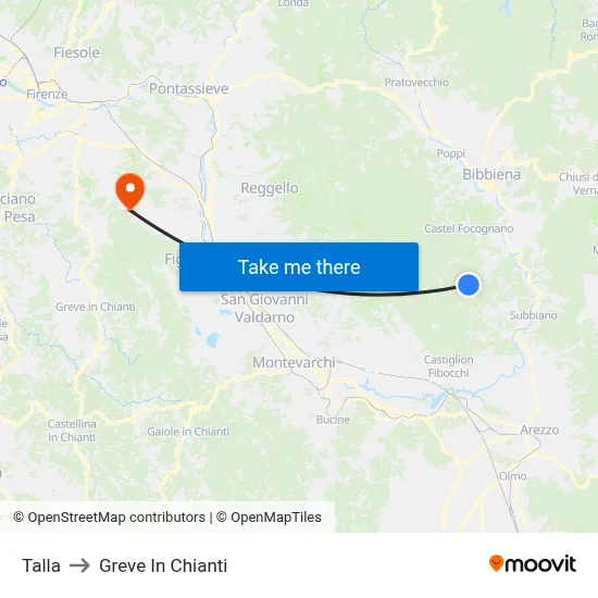 Talla to Greve In Chianti map