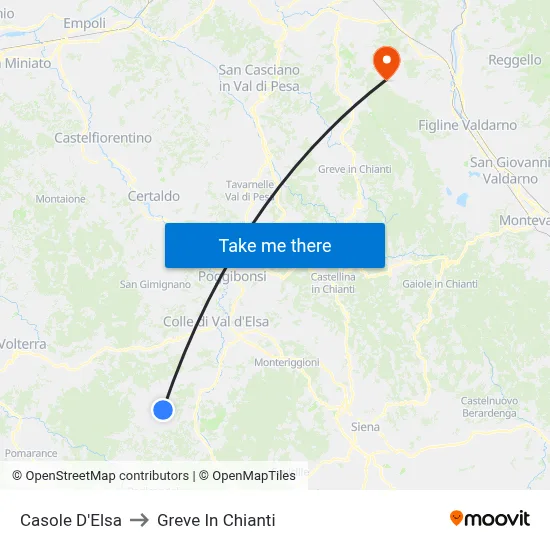 Casole D'Elsa to Greve In Chianti map