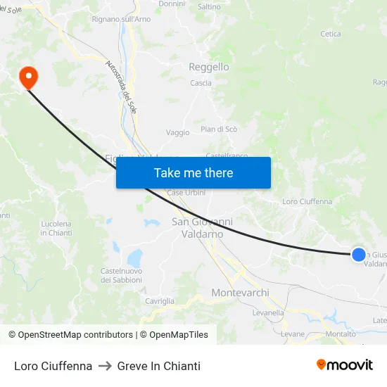 Loro Ciuffenna to Greve In Chianti map