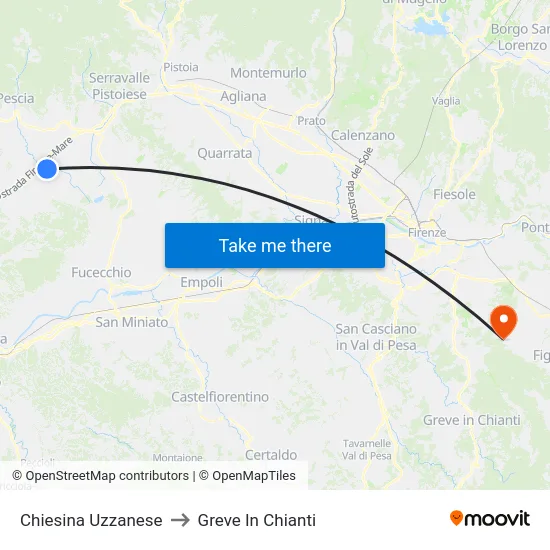Chiesina Uzzanese to Greve In Chianti map