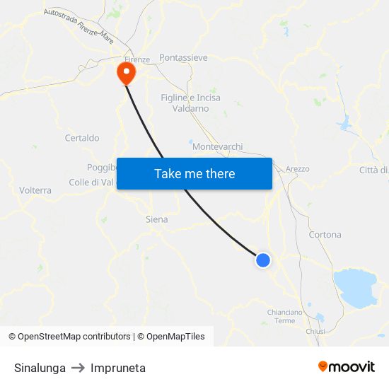 Sinalunga to Impruneta map