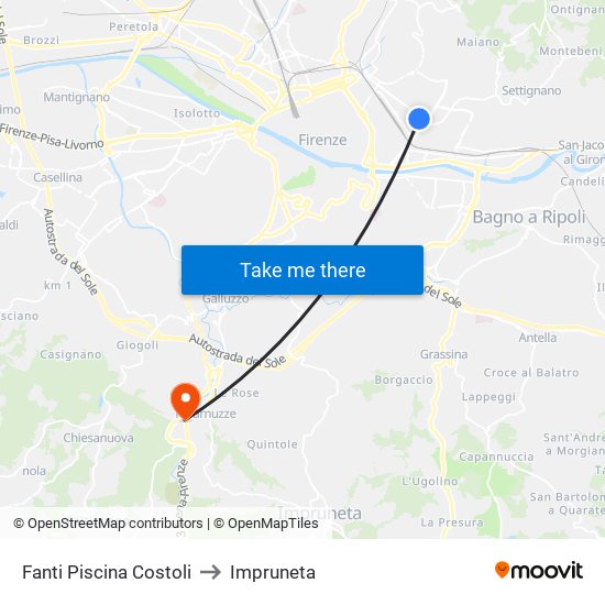 Fanti  Piscina Costoli to Impruneta map