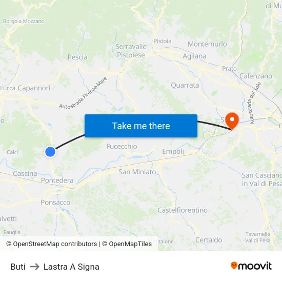 Buti to Lastra A Signa map