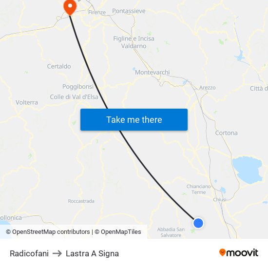 Radicofani to Lastra A Signa map