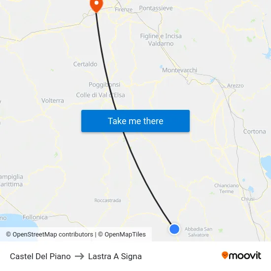 Castel Del Piano to Lastra A Signa map