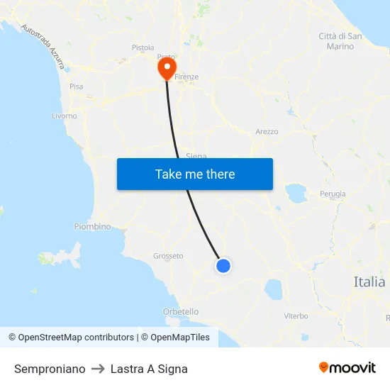 Semproniano to Lastra A Signa map