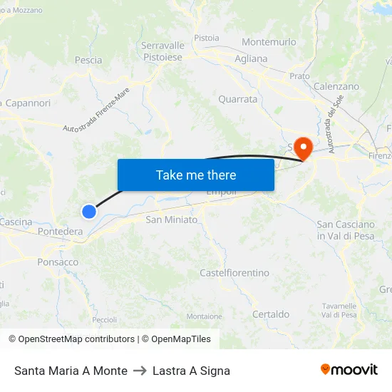 Santa Maria A Monte to Lastra A Signa map