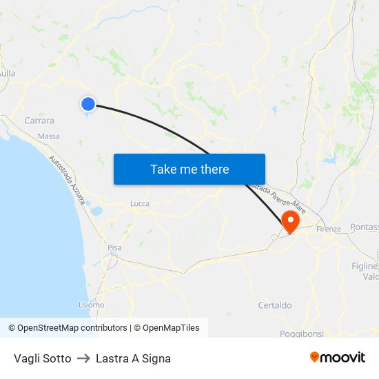 Vagli Sotto to Lastra A Signa map