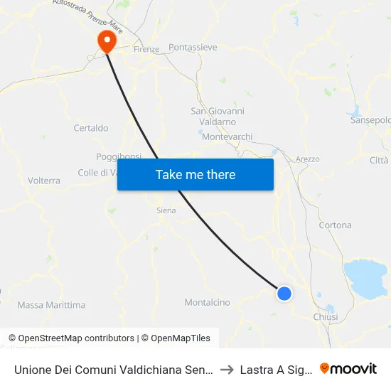 Union of Municipalities of Valdichiana Senese to Lastra A Signa map