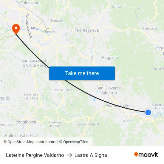 Laterina Pergine Valdarno to Lastra A Signa map