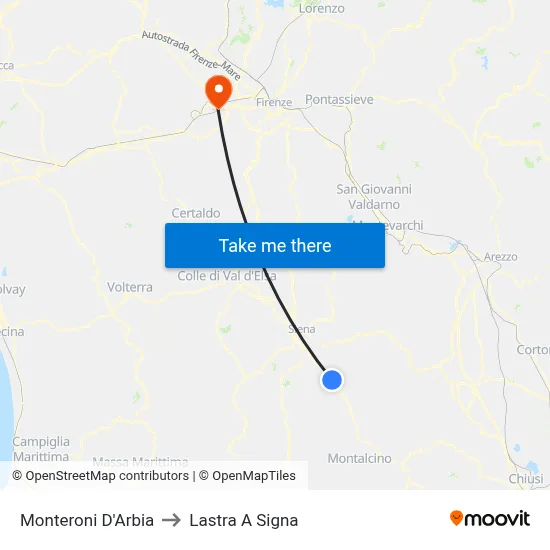 Monteroni D'Arbia to Lastra A Signa map