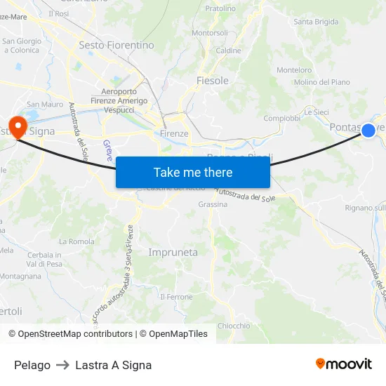 Pelago to Lastra A Signa map