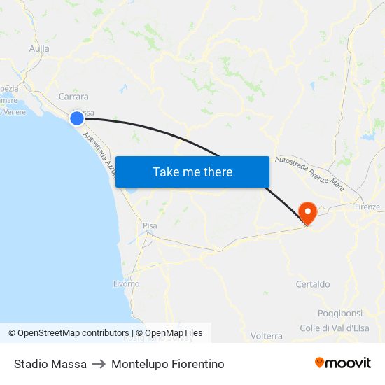 Stadio Massa to Montelupo Fiorentino map