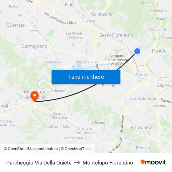 Parcheggio Via Della Quiete to Montelupo Fiorentino map