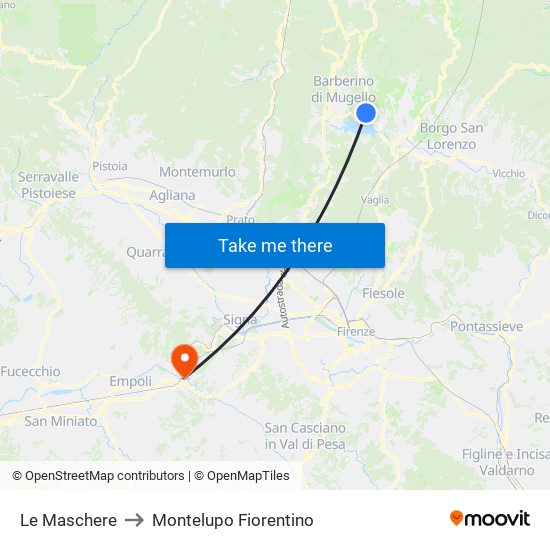 Le Maschere to Montelupo Fiorentino map