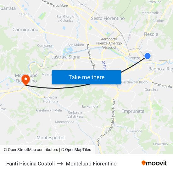 Fanti  Piscina Costoli to Montelupo Fiorentino map