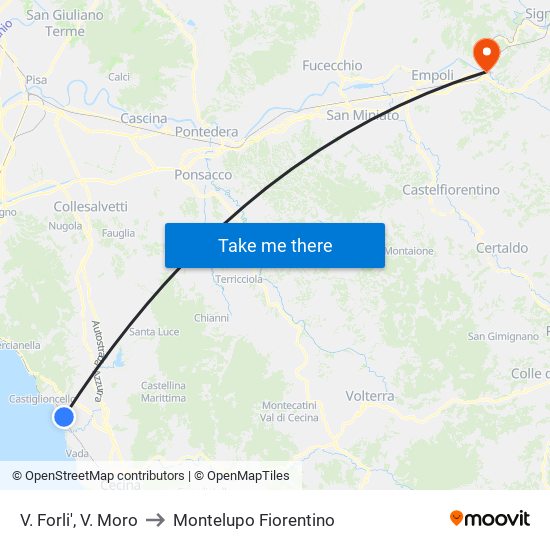 V. Forli',  V. Moro to Montelupo Fiorentino map