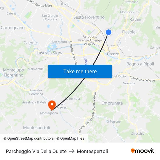 Parcheggio Via Della Quiete to Montespertoli map