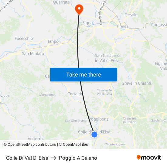 Colle Di Val D' Elsa to Poggio A Caiano map