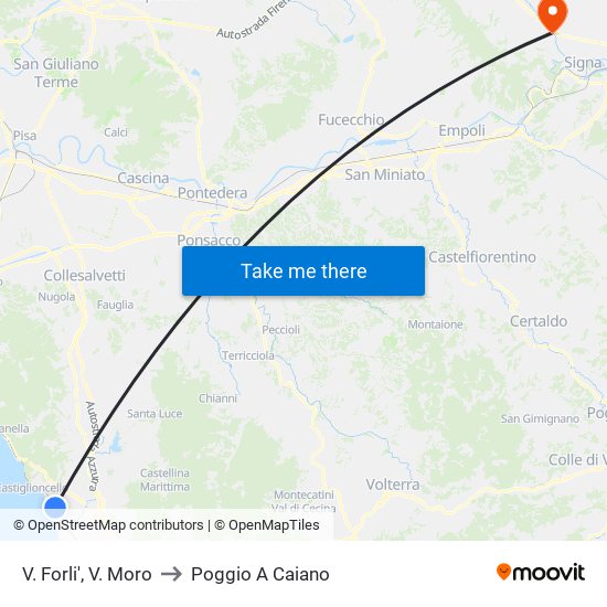V. Forli',  V. Moro to Poggio A Caiano map