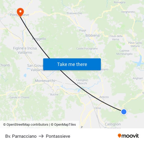 Bv. Parnacciano to Pontassieve map