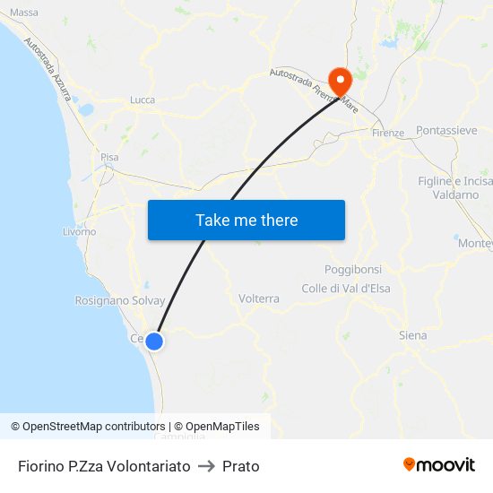 Fiorino P.Zza Volontariato to Prato map