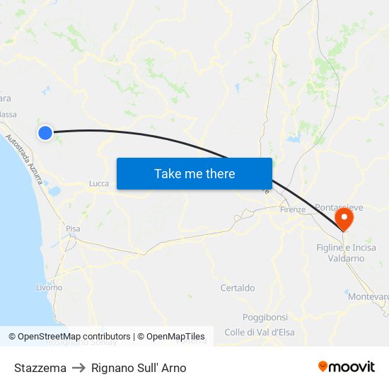Stazzema to Rignano Sull' Arno map