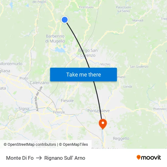 Monte Di Fo to Rignano Sull' Arno map