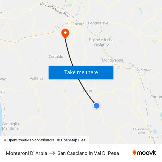 Monteroni D' Arbia to San Casciano In Val Di Pesa map