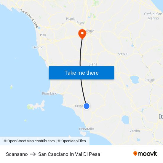 Scansano to San Casciano In Val Di Pesa map