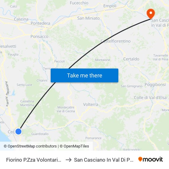 Fiorino P.Zza Volontariato to San Casciano In Val Di Pesa map