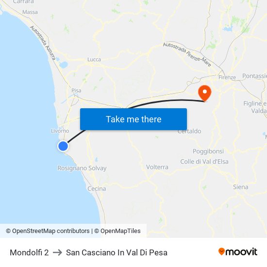 Mondolfi 2 to San Casciano In Val Di Pesa map