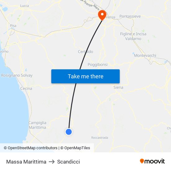 Massa Marittima to Scandicci map