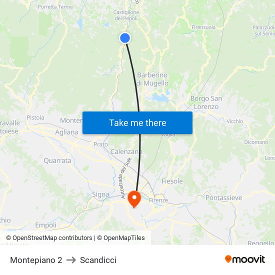 Montepiano 2 to Scandicci map