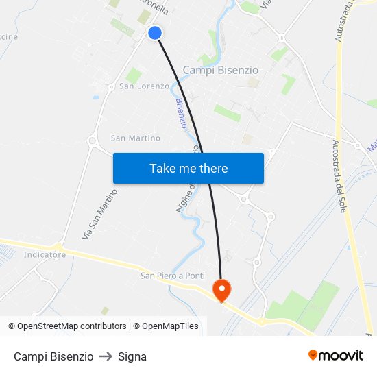 Campi Bisenzio to Signa map