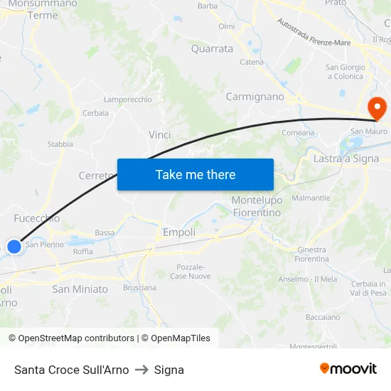 Santa Croce Sull'Arno to Signa map
