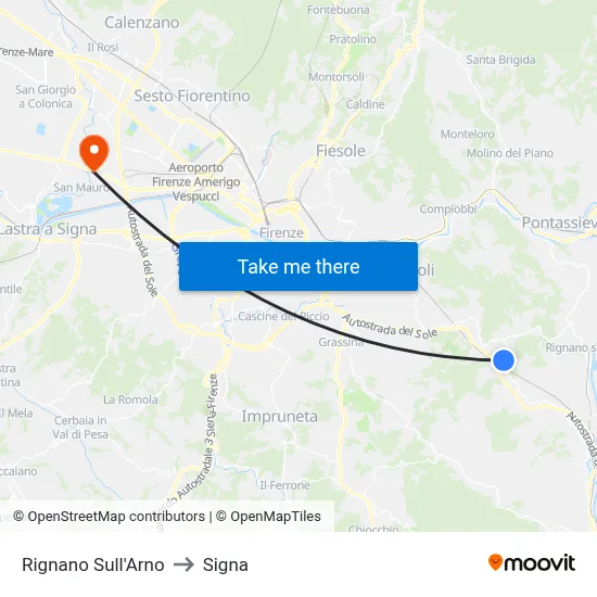 Rignano Sull'Arno to Signa map