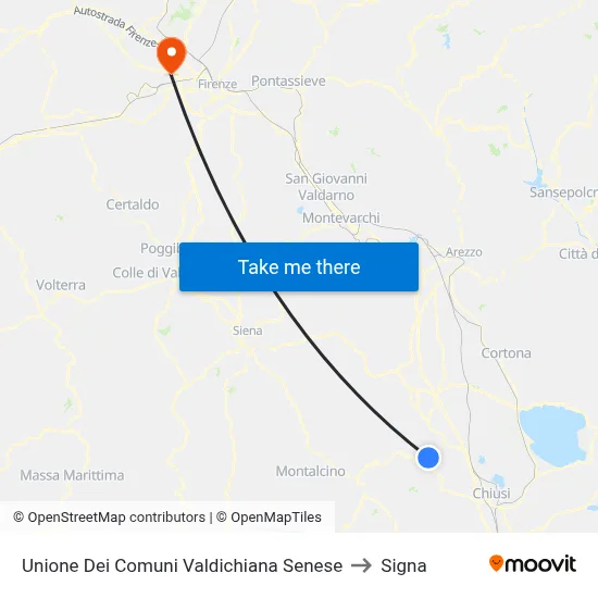 Union of Municipalities of Valdichiana Senese to Signa map