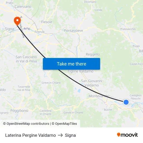 Laterina Pergine Valdarno to Signa map