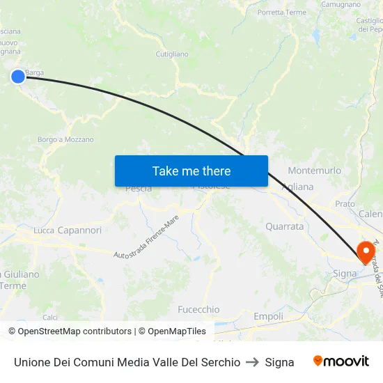Union of Municipalities of Media Valle del Serchio to Signa map