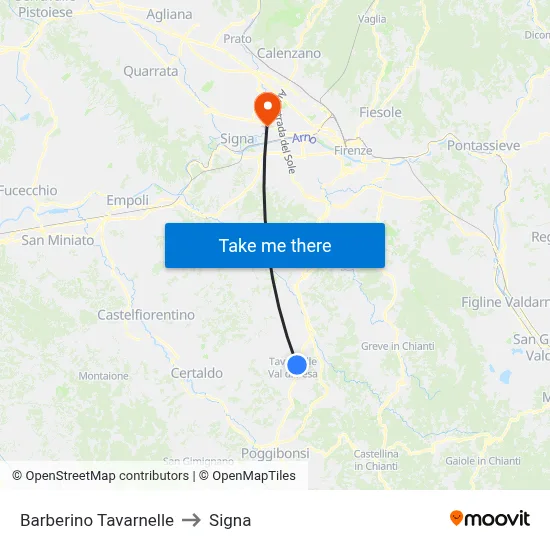 Barberino Tavarnelle to Signa map