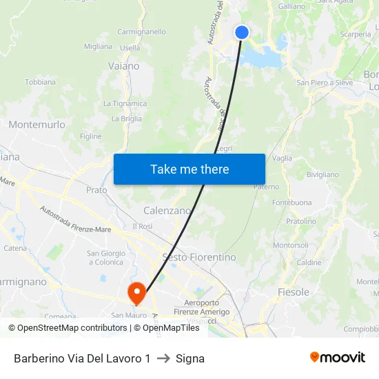 Barberino Via Del Lavoro 1 to Signa map