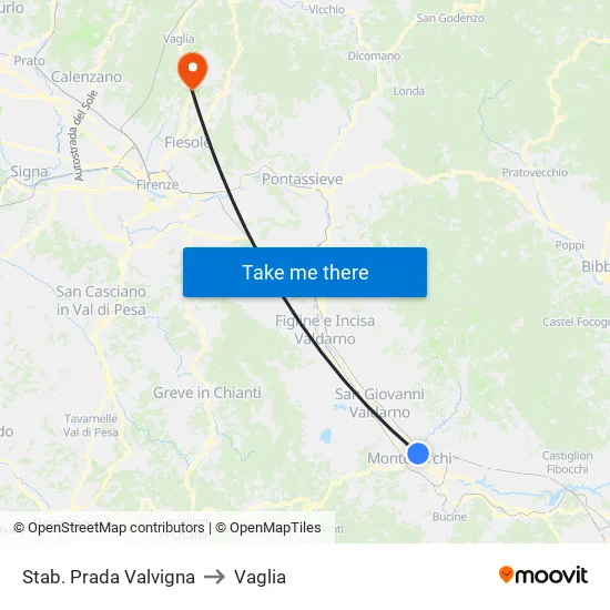 Prada Factory Valvigna to Vaglia map